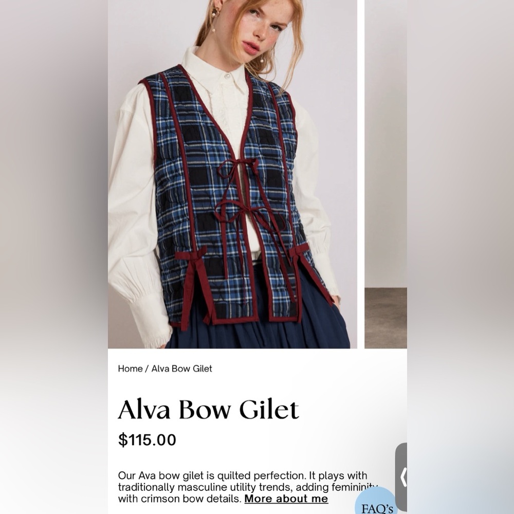 Damson Madder Anthropologie Alva Bow Gilet Vest Quilted Utility Blue Maroon 14 - Picture 7 of 16